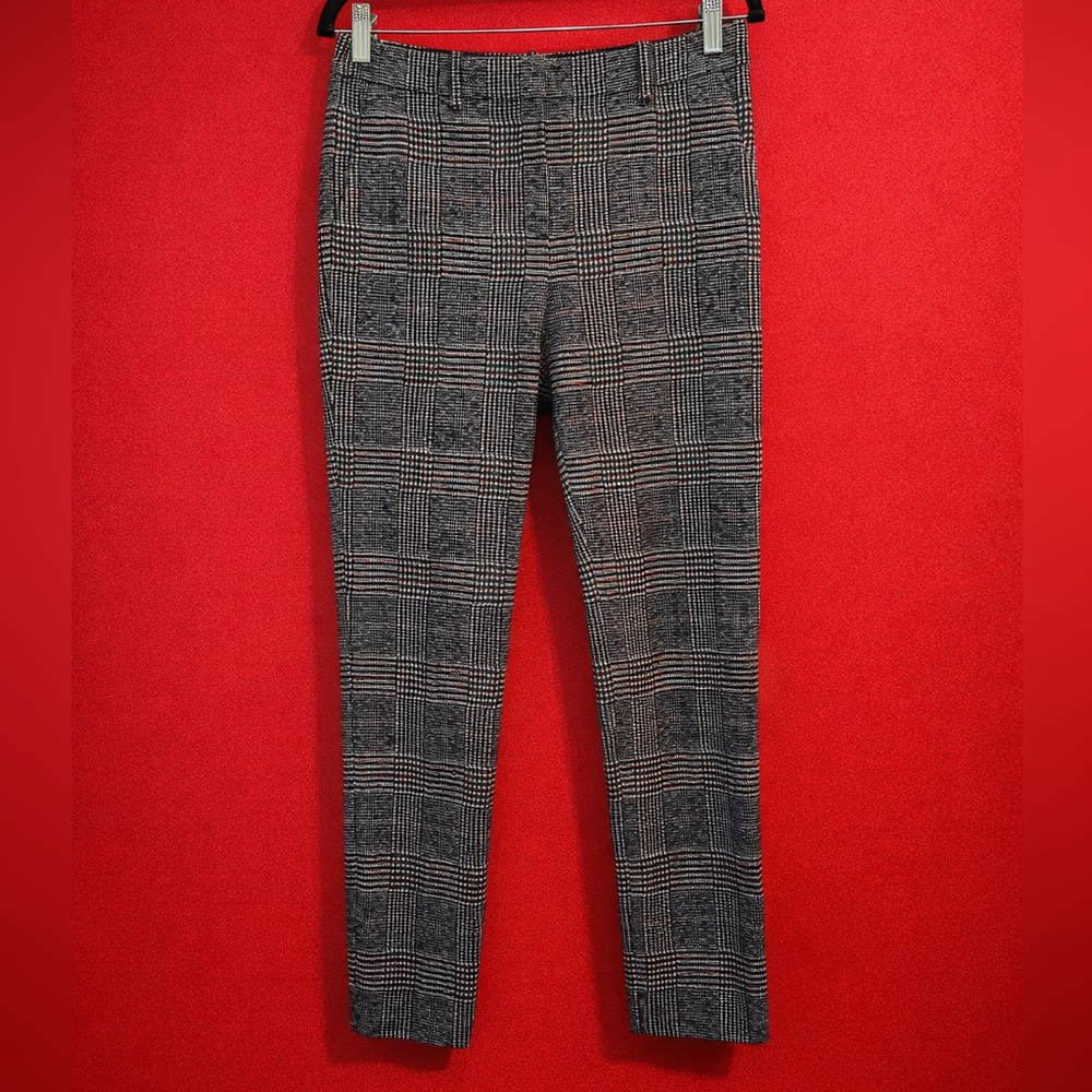 Theory Treeca K Check Knit Wool Blend Black/White Plaid Pants | Size 4
